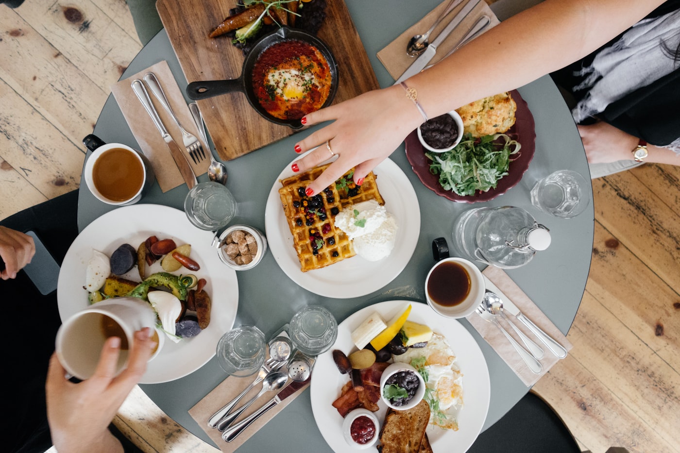A set restaurant table